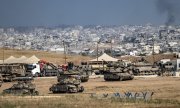 Israelische Truppen am Rande des Gazastreifens am 20. Mai 2025. (© picture alliance / Anadolu / Mostafa Alkharouf)
